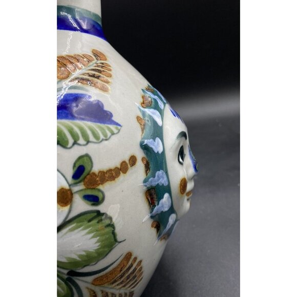 Erandi Tonala Tequila Tumble Up Folk Art Jug Sun Face Florals 11.5” Ceramic - Picture 11 of 14